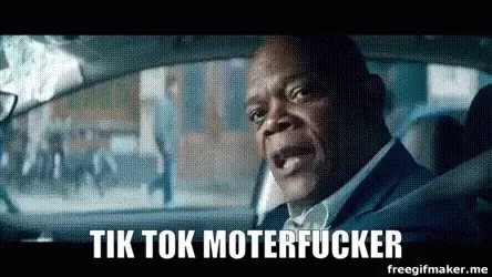 Samuel L Jackson leaning out of a car, captioned “tik tok moterfucker”